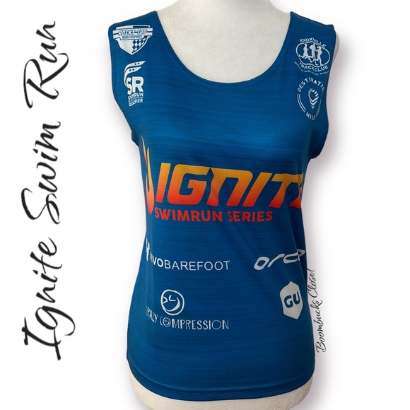NWOT Ignite Swim Run Tank by Headsweats Gear. Small. Blue Performance tee - Picture 3 of 12
